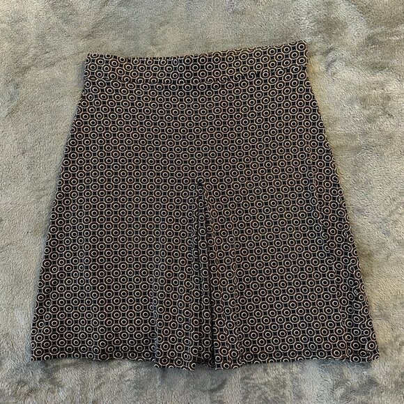Boden Pleated Knit Stretch Pull On Skirt Women's size 14 Brown Blue Geometric - Picture 1 of 6